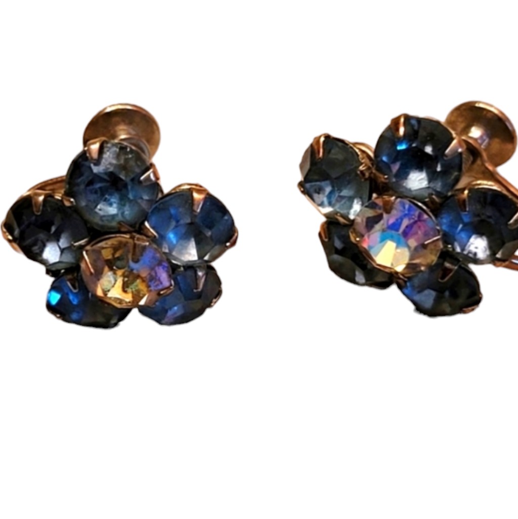 Weiss Light Blue Clear Rhinestone Screwback Earrings 39$